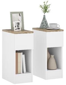 HOMCOM Set of Two Modern Storage Bedside Tables - White Aosom UK