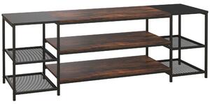 HOMCOM Industrial TV Cabinet: Storage Shelves for 65" TVs, Rustic Brown & Black, Living Room Furniture Aosom UK