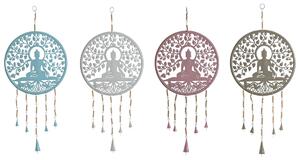 Hanging decoration Home ESPRIT Blue White Grey Pink Iron Tree Buddha Oriental 33 x 1 x 77 cm (4 Units)