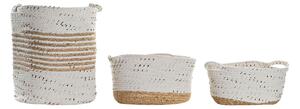 Basket set DKD Home Decor Cotton Boho Rushes (36 x 26 x 42 cm) (3 Pieces)