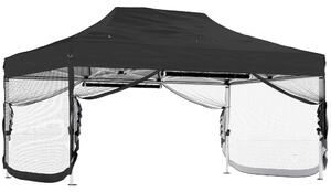 Outsunny 3 x 4.5 m Pop Up Gazebo with Mesh Nettings, UPF50+ Heavy Duty Outdoor Garden Party Tent Marquee, Black