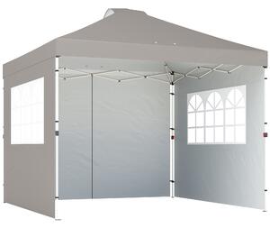 Outsunny Pop Up Canopy Waterproof Height Adjustable Gazebo with 3 Sidewalls Wheeled Bag for Parties 3 x 3 m Grey
