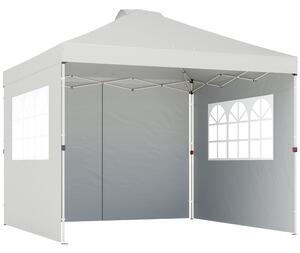 Outsunny Pop Up Canopy Waterproof Height Adjustable Gazebo with 3 Sidewalls Wheeled Bag for Parties 3 x 3 m White