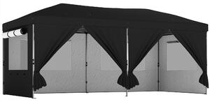 Outsunny 3 x 6 m Pop Up Canopy with UV50+ Protection Garden Gazebo with 6 Sidewalls, Black