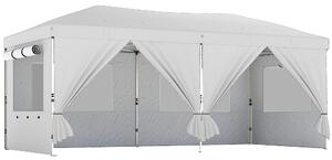 Outsunny 3 x 6 m Pop Up Canopy with UV50+ Protection Garden Gazebo with 6 Sidewalls, White