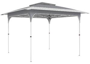Outsunny 3.5 x 3.5 m Pop Up Gazebo with One-Touch Setup, UPF50+ Double Tier Garden Party Tent Marquee with Carry Bag, Dark Grey