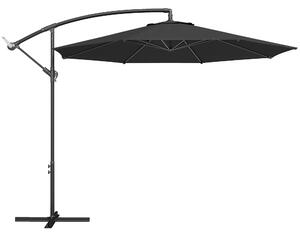 Outsunny 3 m Overhanging Cantilever Parasol, with Cross Base - Black