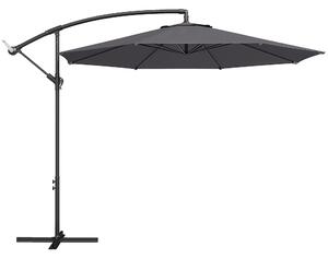 Outsunny 3 m Overhanging Cantilever Parasol, with Cross Base - Grey