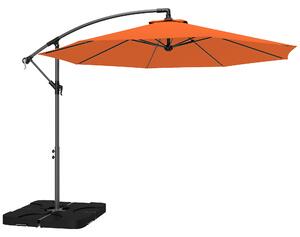 Outsunny 3m Overhanging Parasol, with Base, Weights and Cover - Orange
