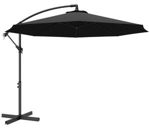 Outsunny 3m Overhanging Cantilever Parasol, with Cross Base - Black