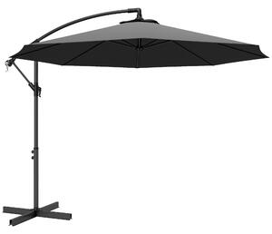 Outsunny 3m Overhanging Cantilever Parasol, with Cross Base - Grey