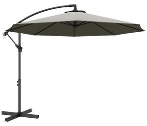 Outsunny 3m Overhanging Cantilever Parasol, with Cross Base - Light Grey