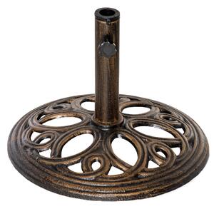 Outsunny 11.5 kg Cast Metal Round Patio Umbrella Base Stand, Umbrella Holder for Outdoor, Patio, Garden, Bronze Tone