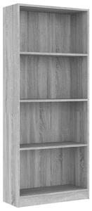 4-Tier Book Cabinet Grey Sonoma 60x24x142 cm Engineered Wood