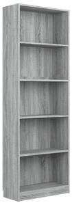 5-Tier Book Cabinet Grey Sonoma 60x24x175 cm Engineered Wood