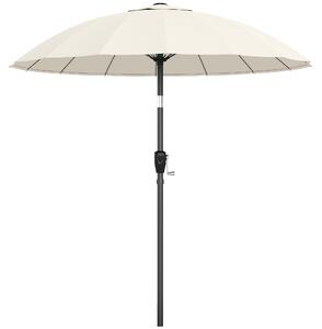Outsunny 2 m Shanghai Garden Parasol Umbrella with 16 Fibreglass Ribs, Outdoor Parasol Sun Shade with Crank & Tilt, Cream White