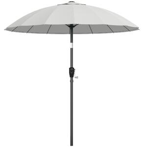 Outsunny 2 m Shanghai Garden Parasol Umbrella with 16 Fibreglass Ribs, Outdoor Parasol Sun Shade with Crank & Tilt, Light Grey