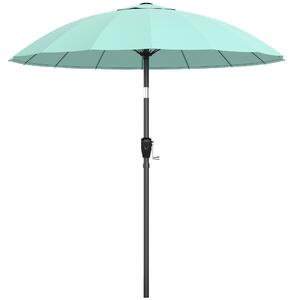Outsunny 2 m Shanghai Garden Parasol Umbrella with 16 Fibreglass Ribs, Outdoor Parasol Sun Shade with Crank & Tilt, Turquoise