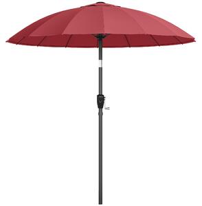 Outsunny 2 m Shanghai Garden Parasol Umbrella with 16 Fibreglass Ribs, Outdoor Parasol Sun Shade with Crank & Tilt, Wine Red