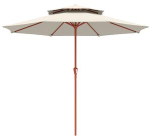Outsunny 2.7 m Garden Parasol with Double Top Outdoor Market Table Umbrella with Crank System, Cream White