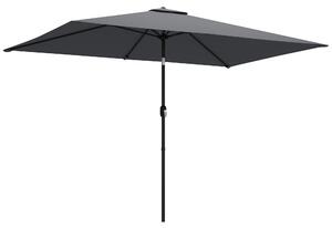 Outsunny Garden Parasol, Parasol Umbrella with Crank Handle, Tilt Function, Polyester Canopy, Dark Grey