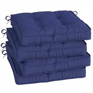 Outsunny Garden Seat Cushion with Ties, 42 x 42cm Replacement Dining Chair Seat Pad, Dark Blue