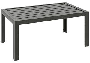 Outsunny Outdoor Side Table, Rectangular Patio Coffee Side Table with Steel Frame and Slat Tabletop for Garden, Balcony, Grey