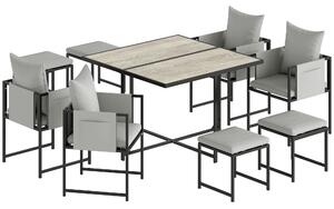 Outsunny Nine-Piece Steel Frame Garden Dining Set - Dark Grey