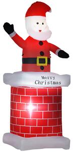 HOMCOM 7ft Christmas Inflatable Santa Claus from Chimney, Blow-Up Outdoor LED Garden Display for Lawn, Party