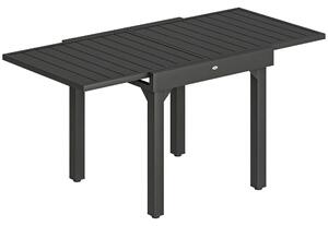Outsunny Expandable Patio Dining Table for 4-6 People, 80-160 cm Aluminium Extendable Outdoor Patio Table with Slatted Top, Black