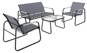 Outsunny 4 Piece Garden Furniture Set, Garden Sofa Set with Loveseat, 2 Armchairs, Tempered Glass Table for Balcony, Grey
