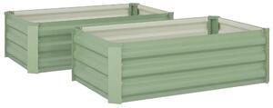 Outsunny Set of Two 100 x 60cm Steel Planter Boxes - Light Green