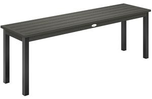 Outsunny 2 Seater Garden Bench, Outdoor Bench Loveseat with Wood-Effect Slatted Seat and Steel Frame for Patio, Park, Grey