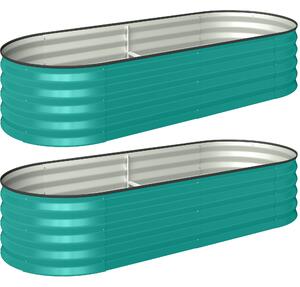 Outsunny Set of Two 150 x 60cm Steel Planters - Green
