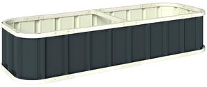 Outsunny Galvanised Raised Garden Bed, 5 x 2 x 1 ft Metal Planter with Gloves and Folded Edging, Dark Grey