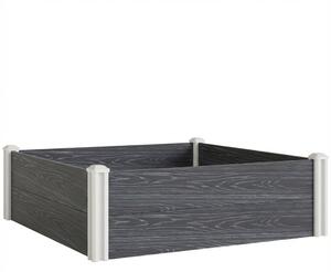 Outsunny Vinyl Raised Garden Bed Kit, 3 x 3 x 1ft Modular Elevated Garden Box with Slotting Legs and Open Bottom, Dark Grey