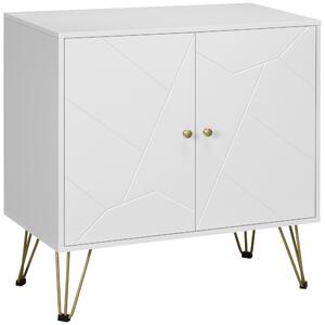 HOMCOM Slim Sideboard Cabinet, Storage with Golden Hairpin Legs 3-Level Adjustable Shelves for Living Room Dining Room Hallway, White Aosom UK