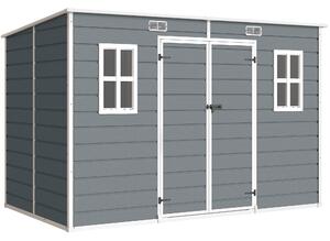 Outsunny 10 x 6 ft Resin Garden Shed, Outdoor Storage Shed with Floor, Windows, Lockable Doors and Vents, Grey
