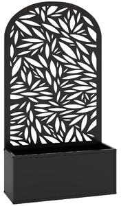 Outsunny Metal Garden Bed for Garden with Trellis, Wall Mounted or Freestanding Raised Planter with Curved Privacy Screen