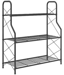 Outsunny 3-Tier Metal Plant Stand, Heavy Duty Ladder Shelf Potted Plants Display Rack, Indoor Outdoor Flower Pot Holder