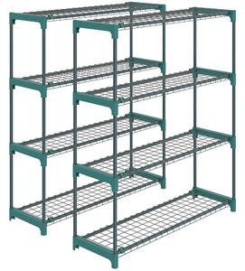 Outsunny 4-Tier Plant Stand Indoor Outdoor, Set of 2 Metal Plant Shelf with Rack Buckles for Easy Assembly, Flower Display Rack