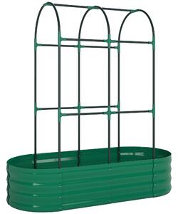 Outsunny Galvanised Raised Garden Bed with Arched Trellis, 4 x 2 x 4.6ft Metal Raised Bed for Garden with Open Bottom, Green