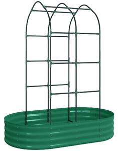 Outsunny Galvanised Raised Garden Bed with Arched Trellis, 5 x 3 x 6ft Metal Raised Bed for Garden with Open Bottom, Green