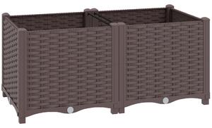 Outsunny Plastic Raised Garden Bed with Legs, Self Watering Elevated Planter Boxes with Drainage Holes and Plugs