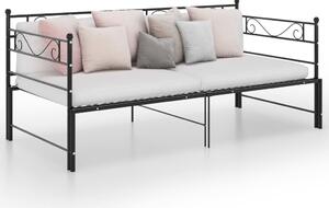 Pull-out Sofa Bed Frame without Mattress Black Metal 90x200 cm