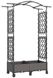 Outsunny Raised Garden Bed with Arch Trellis, Raised Bed for Garden on Wheels with Side Trellis, Self Watering Planter Box