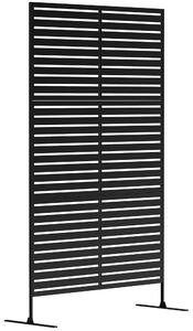 Outsunny Decorative Privacy Fence Screen, Metal Outdoor Privacy Screen Climbing Plant Trellis with Stand, 122 x 198 cm, Black