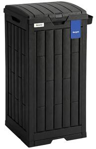 Outsunny 110 L Outdoor Bin with Dual Lid, Waterproof Plastic Trash Bin with Ashtray and Drip Tray, Garden Waste Trash Bin, Black
