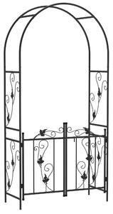 Outsunny 2.17m Steel Garden Arch with Gate, Wedding Arch for Outdoor, Garden, 107W x 45D x 217H cm Black