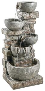 Outsunny Outdoor Water Fountain with LED Lights, 80cm Tall 5 Tiers Cascading Water Feature for Garden Patio Home Decor, Mixed